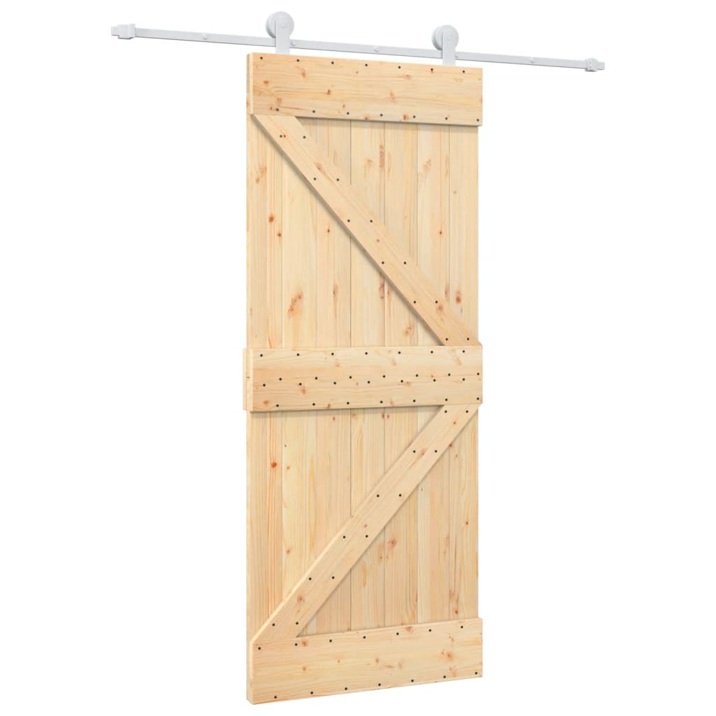 vidaXL Ușă glisantă cu set de feronerie 85x210 cm, lemn masiv de pin vidaXL Ușă glisantă cu set de feronerie 85x210 cm, lemn masiv de pin