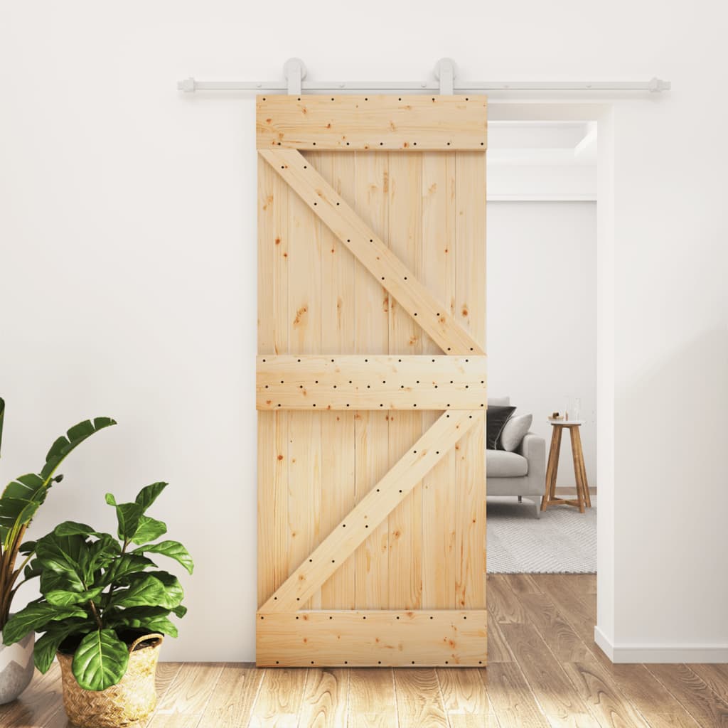vidaXL Ușă glisantă cu set de feronerie 85x210 cm, lemn masiv de pin vidaXL Ușă glisantă cu set de feronerie 85x210 cm, lemn masiv de pin