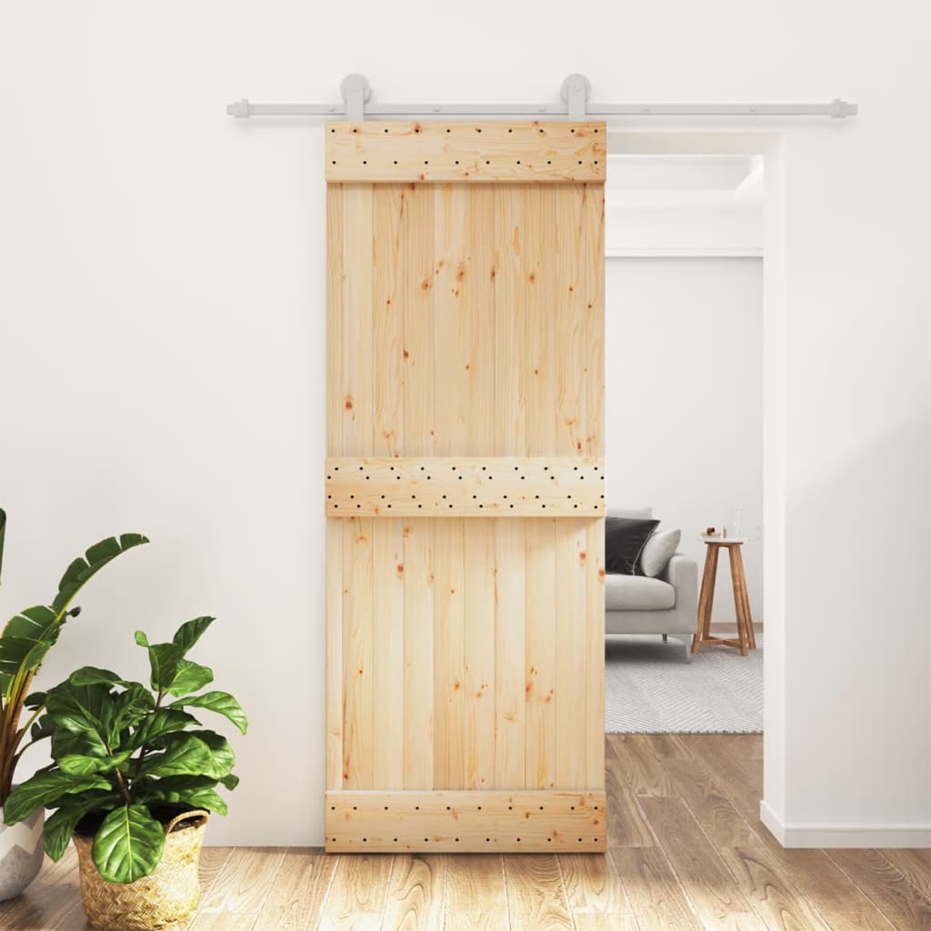 vidaXL Ușă glisantă cu set de feronerie 80x210 cm, lemn masiv de pin vidaXL Ușă glisantă cu set de feronerie 80x210 cm, lemn masiv de pin