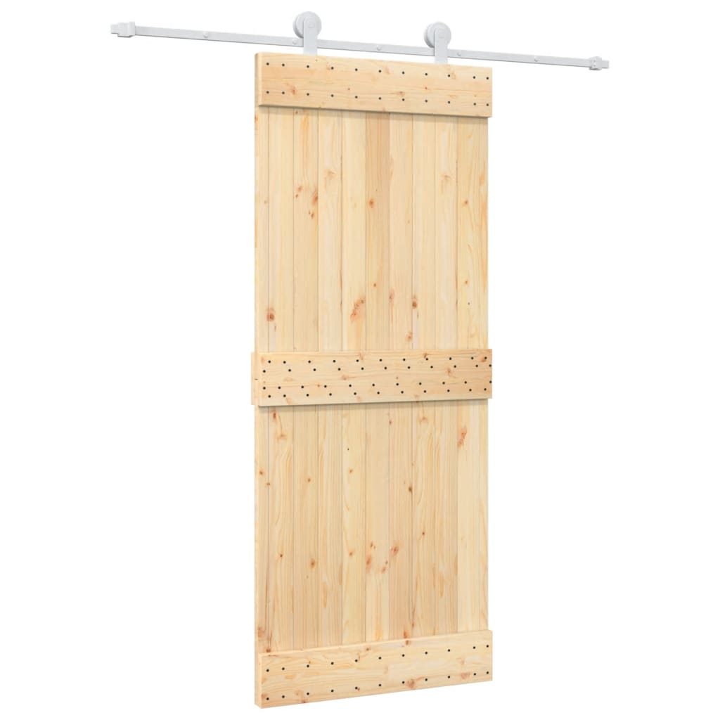 vidaXL Ușă glisantă cu set de feronerie 85x210 cm, lemn masiv de pin vidaXL Ușă glisantă cu set de feronerie 85x210 cm, lemn masiv de pin