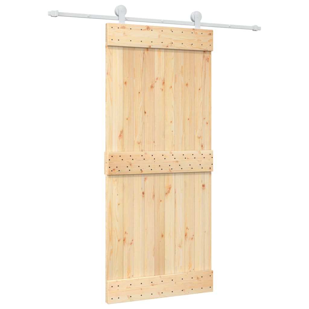 vidaXL Ușă glisantă cu set feronerie, 90x210 cm, lemn masiv de pin vidaXL Ușă glisantă cu set feronerie, 90x210 cm, lemn masiv de pin