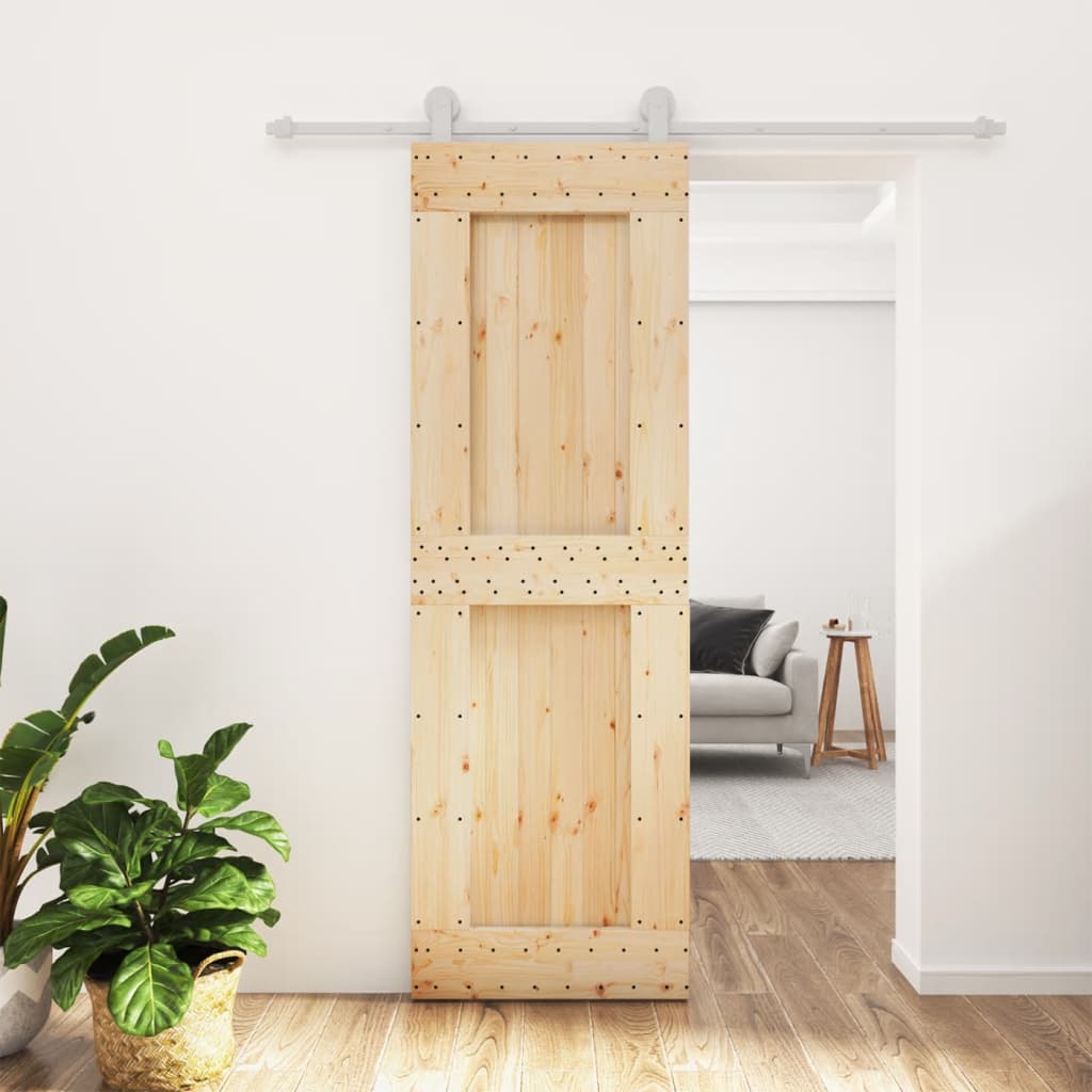 vidaXL Ușă glisantă cu set de feronerie 70x210 cm, lemn masiv de pin vidaXL Ușă glisantă cu set de feronerie 70x210 cm, lemn masiv de pin