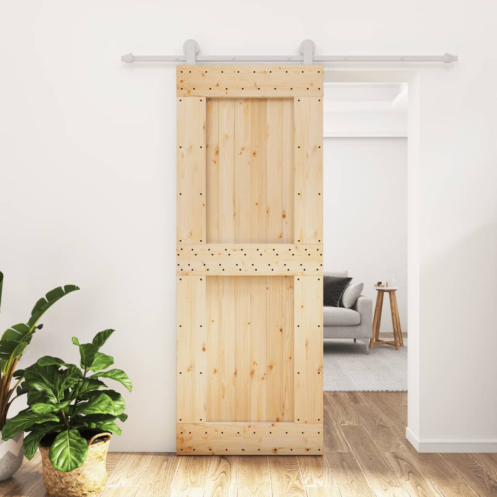 vidaXL Ușă glisantă cu set de feronerie 80x210 cm, lemn masiv de pin vidaXL Ușă glisantă cu set de feronerie 80x210 cm, lemn masiv de pin