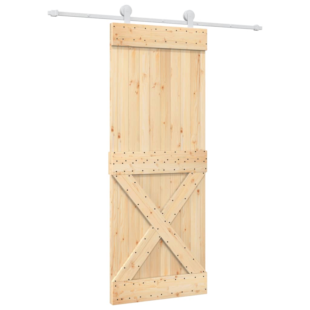 vidaXL Ușă glisantă cu set de feronerie 80x210 cm, lemn masiv de pin vidaXL Ușă glisantă cu set de feronerie 80x210 cm, lemn masiv de pin