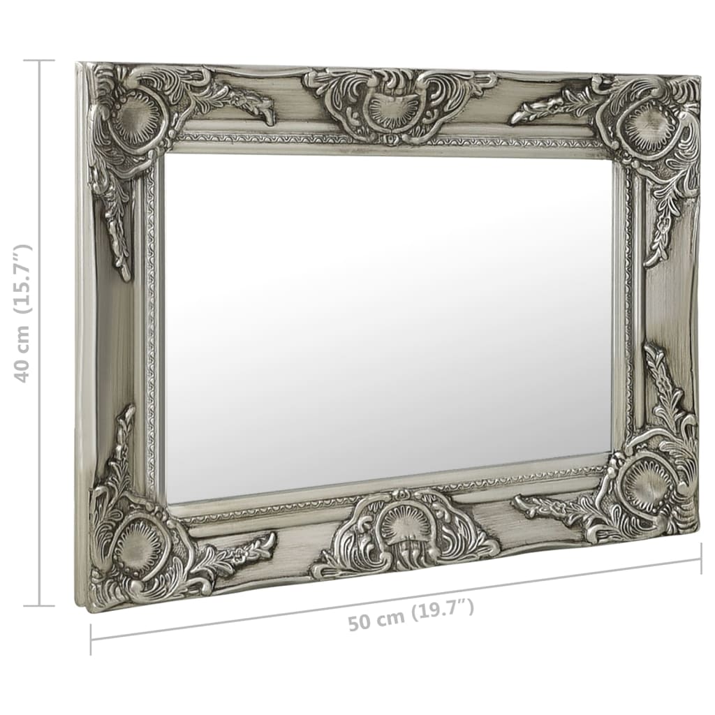 vidaXL Oglindă de perete în stil baroc, argintiu, 50 x 40 cm vidaXL Oglindă de perete în stil baroc, argintiu, 50 x 40 cm