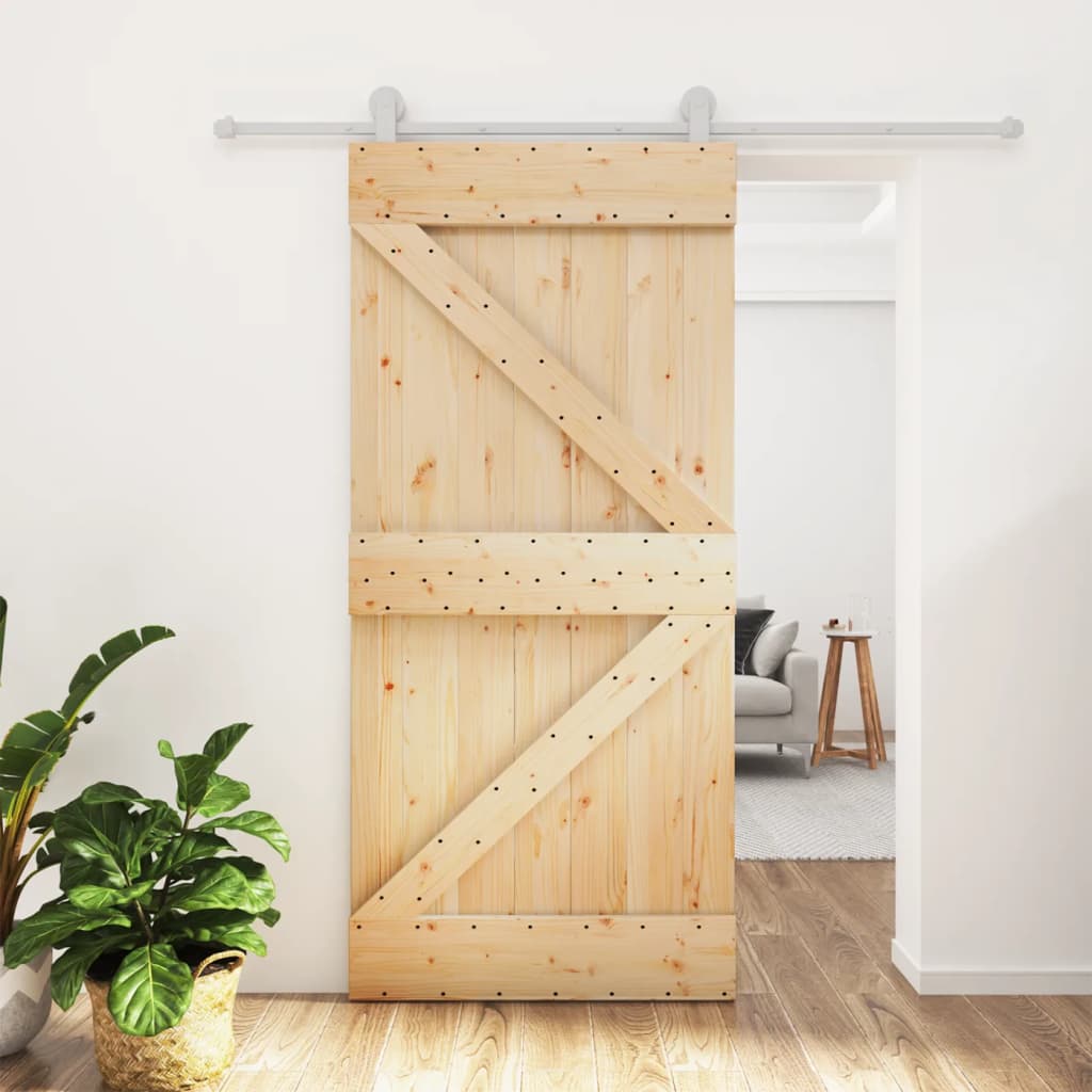 vidaXL Ușă glisantă cu set de feronerie 95x210 cm, lemn masiv de pin vidaXL Ușă glisantă cu set de feronerie 95x210 cm, lemn masiv de pin