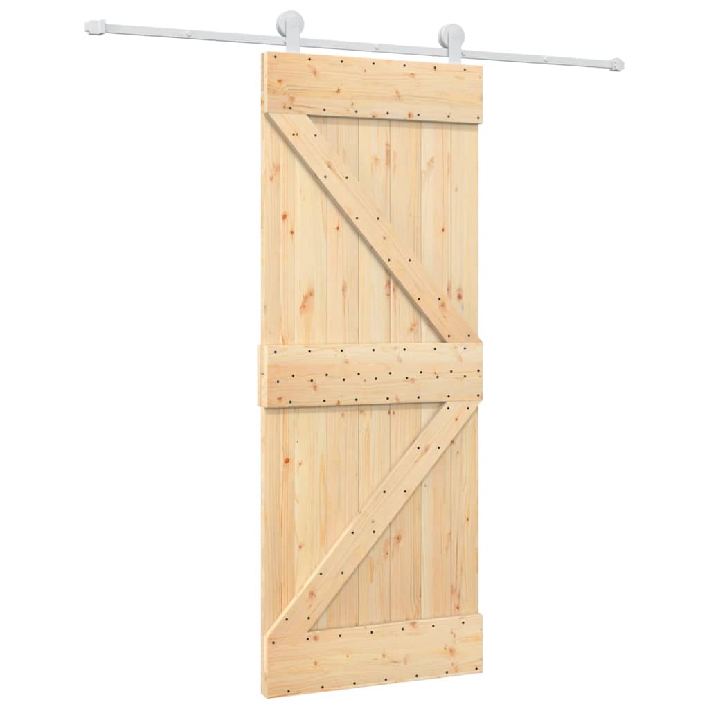 vidaXL Ușă glisantă cu set de feronerie 80x210 cm, lemn masiv de pin vidaXL Ușă glisantă cu set de feronerie 80x210 cm, lemn masiv de pin