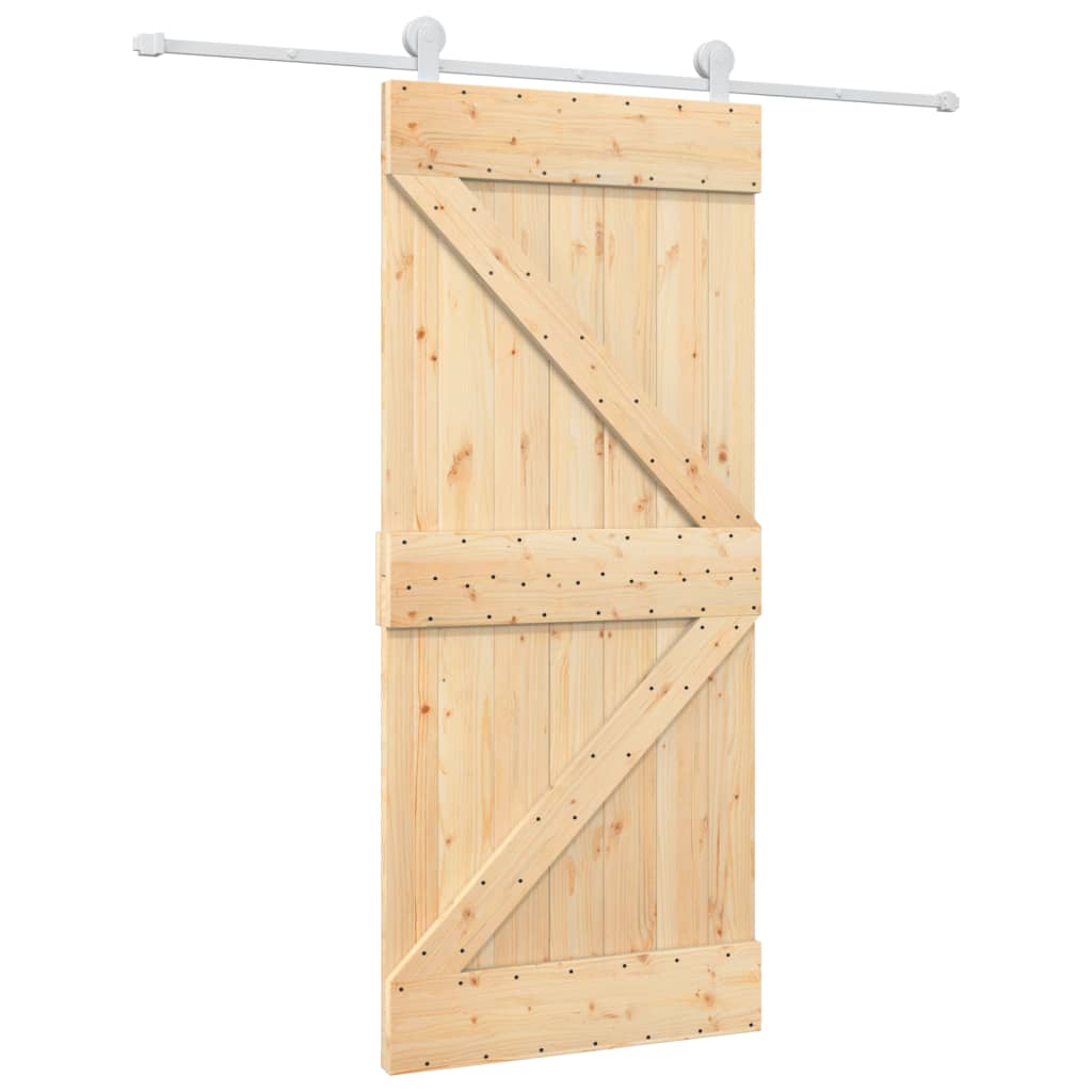 vidaXL Ușă glisantă cu set feronerie, 90x210 cm, lemn masiv de pin vidaXL Ușă glisantă cu set feronerie, 90x210 cm, lemn masiv de pin