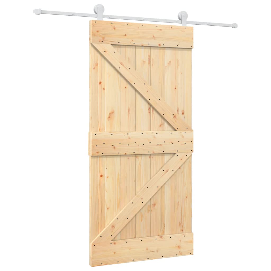 vidaXL Ușă glisantă cu set feronerie, 100x210 cm, lemn masiv de pin vidaXL Ușă glisantă cu set feronerie, 100x210 cm, lemn masiv de pin