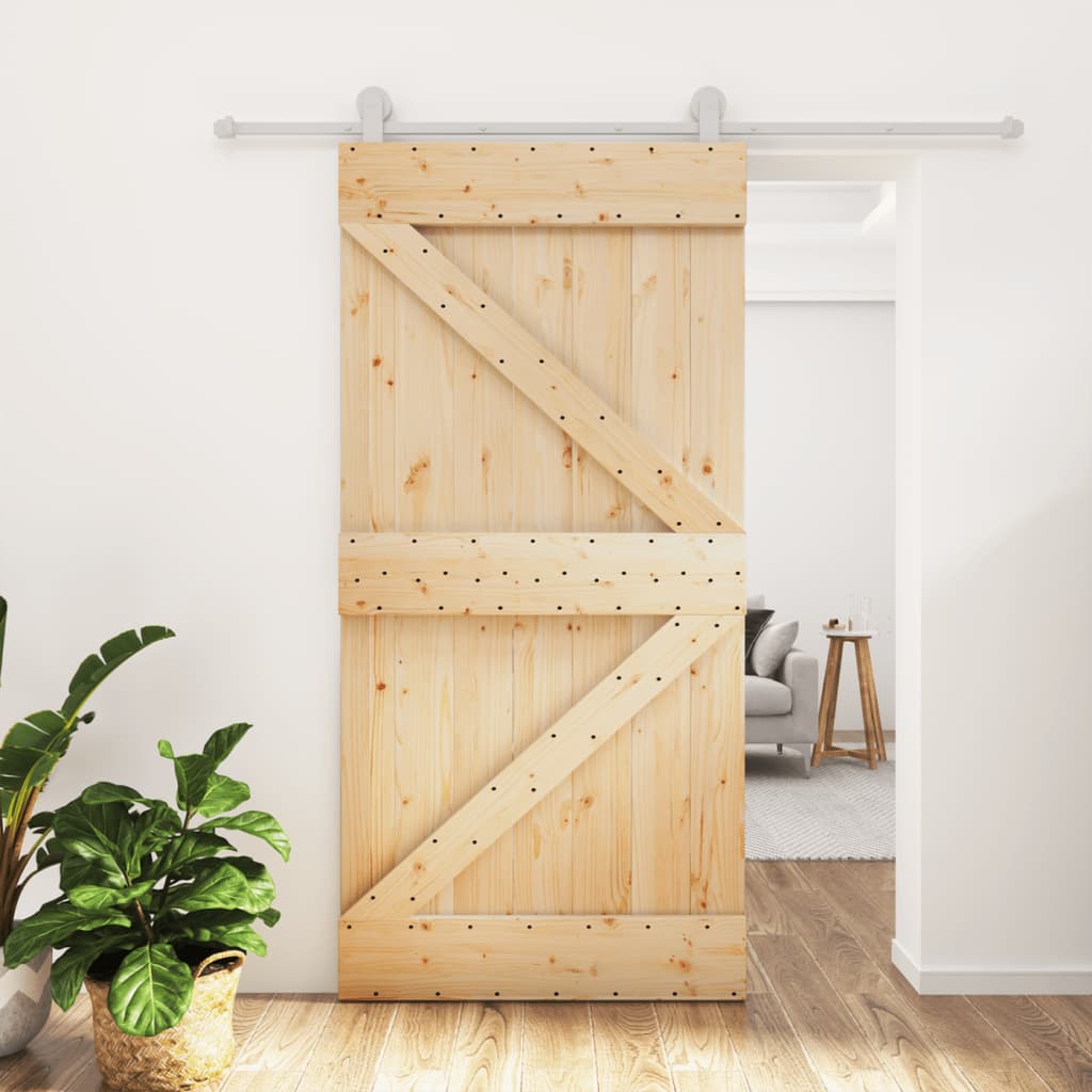 vidaXL Ușă glisantă cu set feronerie, 100x210 cm, lemn masiv de pin vidaXL Ușă glisantă cu set feronerie, 100x210 cm, lemn masiv de pin