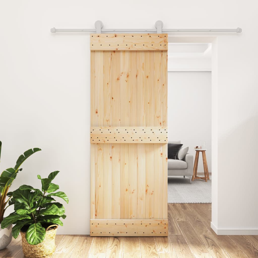 vidaXL Ușă glisantă cu set de feronerie 80x210 cm, lemn masiv de pin vidaXL Ușă glisantă cu set de feronerie 80x210 cm, lemn masiv de pin