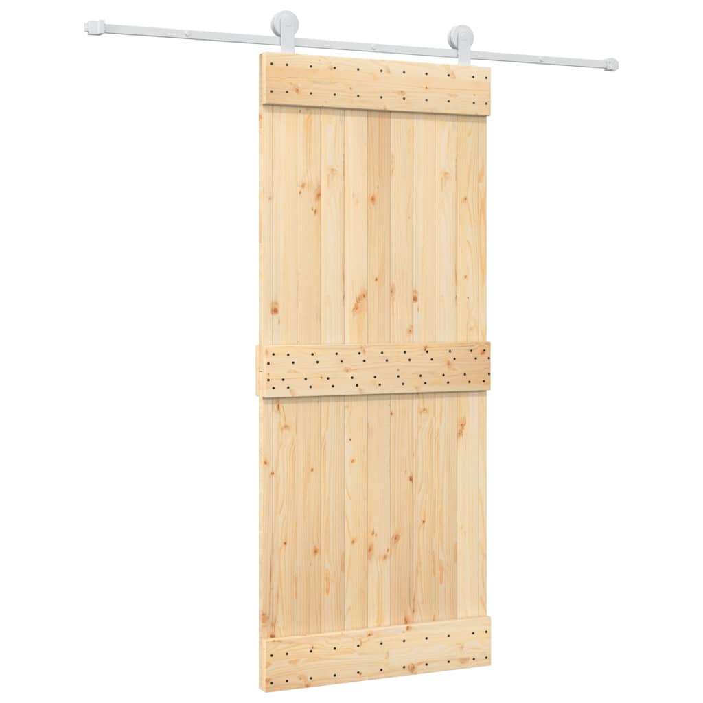 vidaXL Ușă glisantă cu set de feronerie 85x210 cm, lemn masiv de pin vidaXL Ușă glisantă cu set de feronerie 85x210 cm, lemn masiv de pin