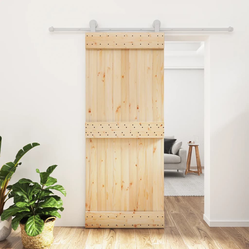vidaXL Ușă glisantă cu set de feronerie 85x210 cm, lemn masiv de pin vidaXL Ușă glisantă cu set de feronerie 85x210 cm, lemn masiv de pin