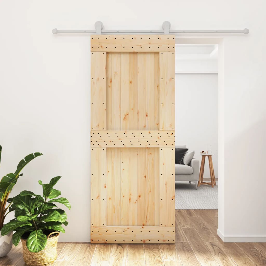 vidaXL Ușă glisantă cu set de feronerie 85x210 cm, lemn masiv de pin vidaXL Ușă glisantă cu set de feronerie 85x210 cm, lemn masiv de pin