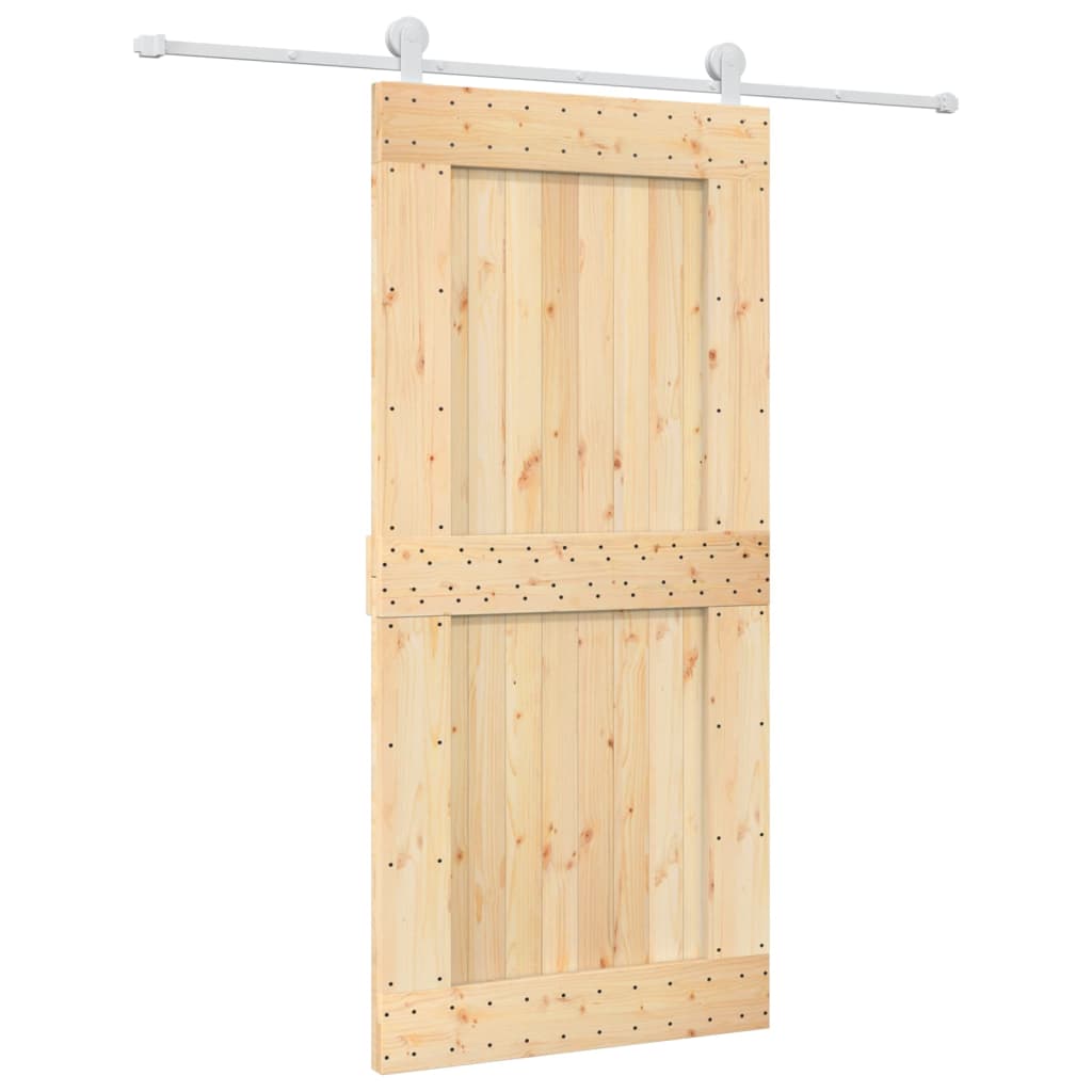 vidaXL Ușă glisantă cu set de feronerie 95x210 cm, lemn masiv de pin vidaXL Ușă glisantă cu set de feronerie 95x210 cm, lemn masiv de pin