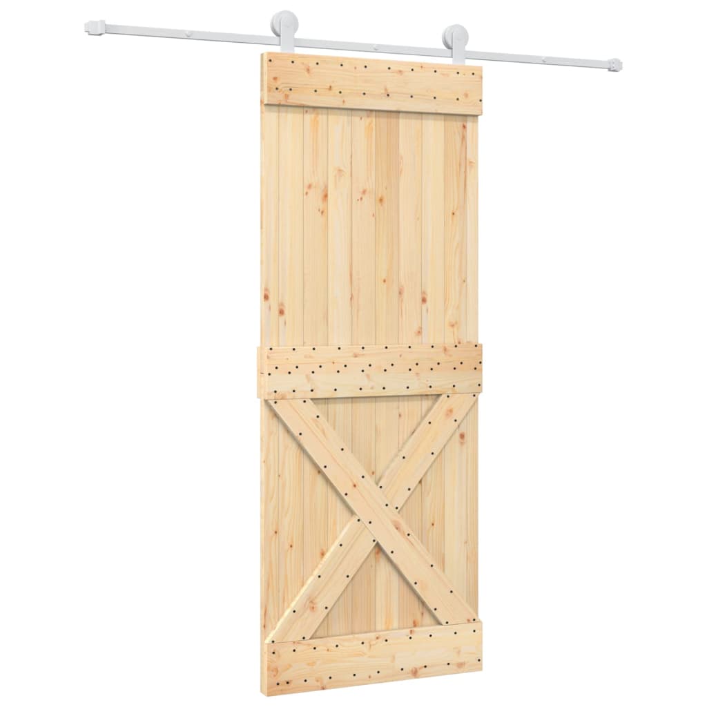 vidaXL Ușă glisantă cu set de feronerie 80x210 cm, lemn masiv de pin vidaXL Ușă glisantă cu set de feronerie 80x210 cm, lemn masiv de pin