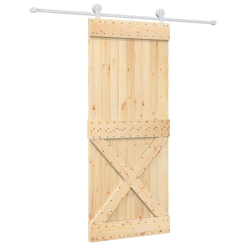 vidaXL Ușă glisantă cu set de feronerie 85x210 cm, lemn masiv de pin vidaXL Ușă glisantă cu set de feronerie 85x210 cm, lemn masiv de pin