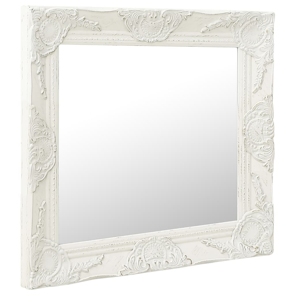 vidaXL Oglindă de perete în stil baroc, alb, 50 x 50 cm vidaXL Oglindă de perete în stil baroc, alb, 50 x 50 cm