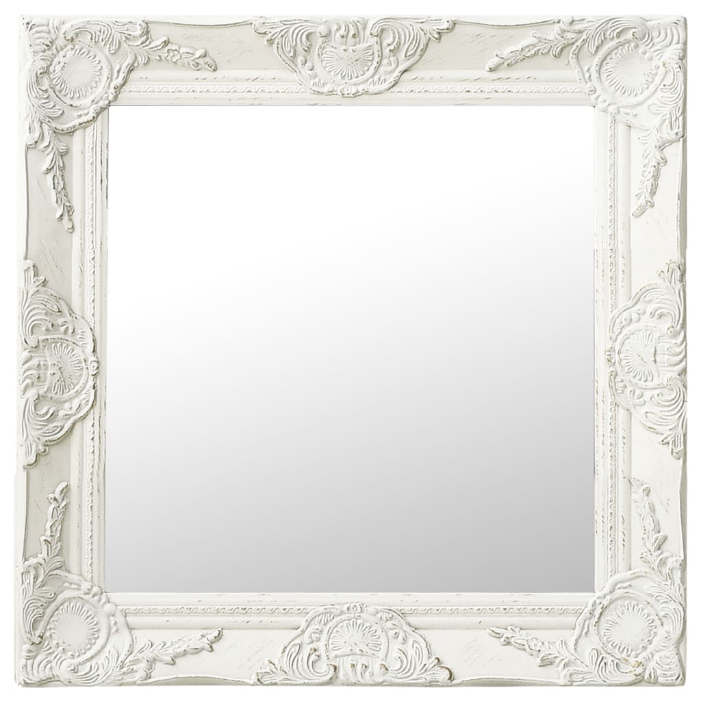 vidaXL Oglindă de perete în stil baroc, alb, 50 x 50 cm vidaXL Oglindă de perete în stil baroc, alb, 50 x 50 cm