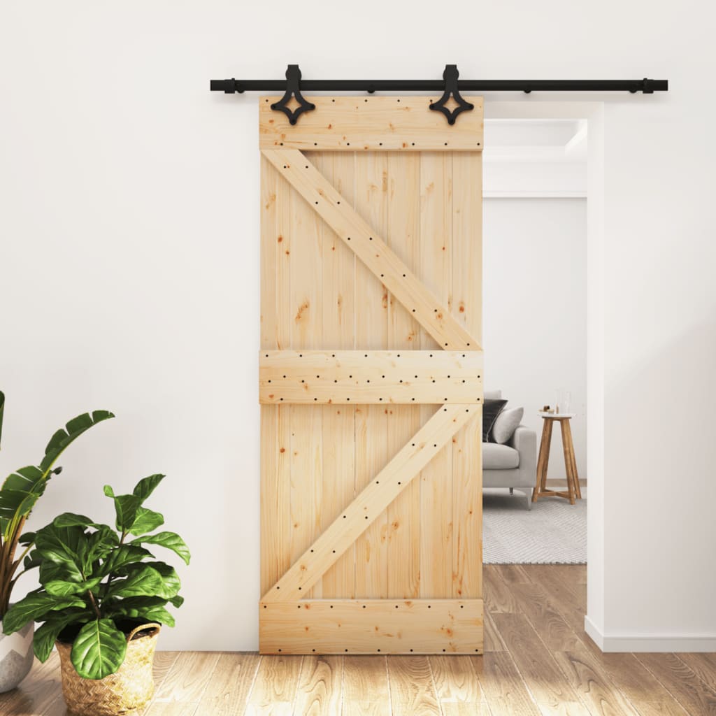 vidaXL Ușă glisantă cu set de feronerie 85x210 cm, lemn masiv de pin vidaXL Ușă glisantă cu set de feronerie 85x210 cm, lemn masiv de pin