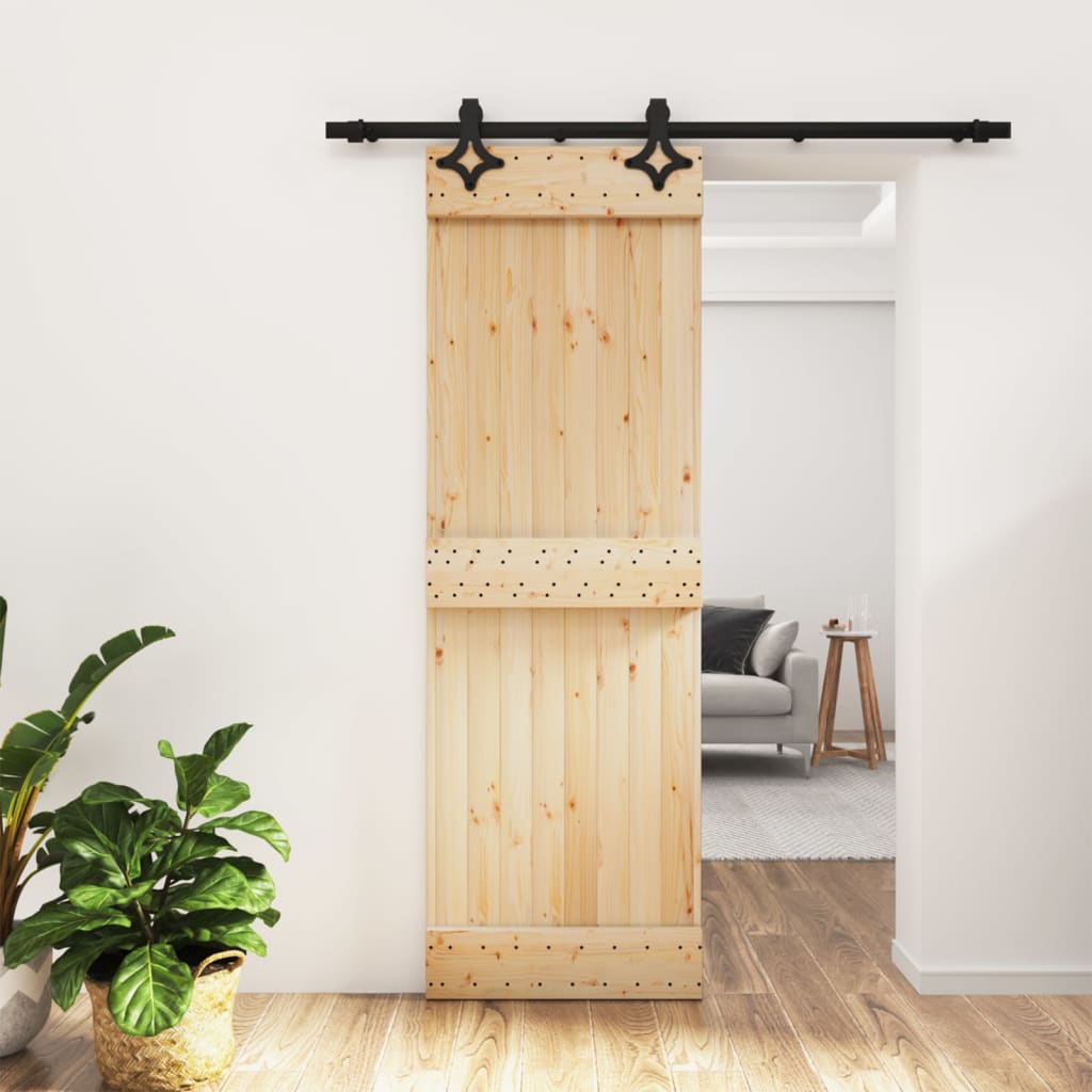 vidaXL Ușă glisantă cu set de feronerie 70x210 cm, lemn masiv de pin vidaXL Ușă glisantă cu set de feronerie 70x210 cm, lemn masiv de pin