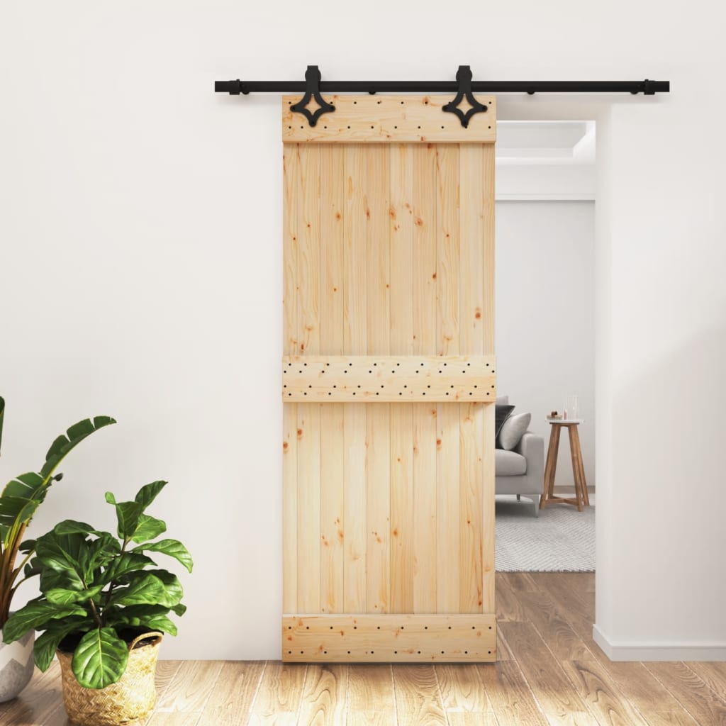 vidaXL Ușă glisantă cu set de feronerie 80x210 cm, lemn masiv de pin vidaXL Ușă glisantă cu set de feronerie 80x210 cm, lemn masiv de pin