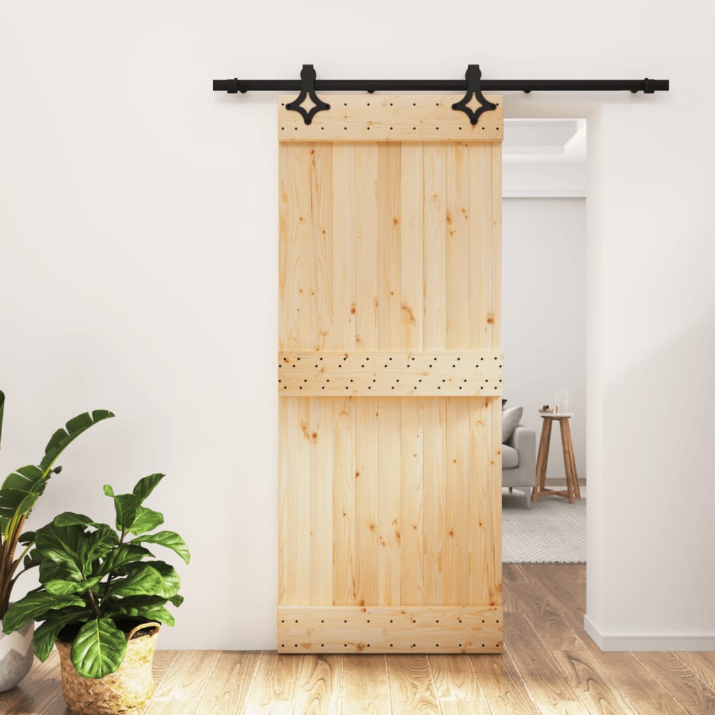 vidaXL Ușă glisantă cu set de feronerie 85x210 cm, lemn masiv de pin vidaXL Ușă glisantă cu set de feronerie 85x210 cm, lemn masiv de pin