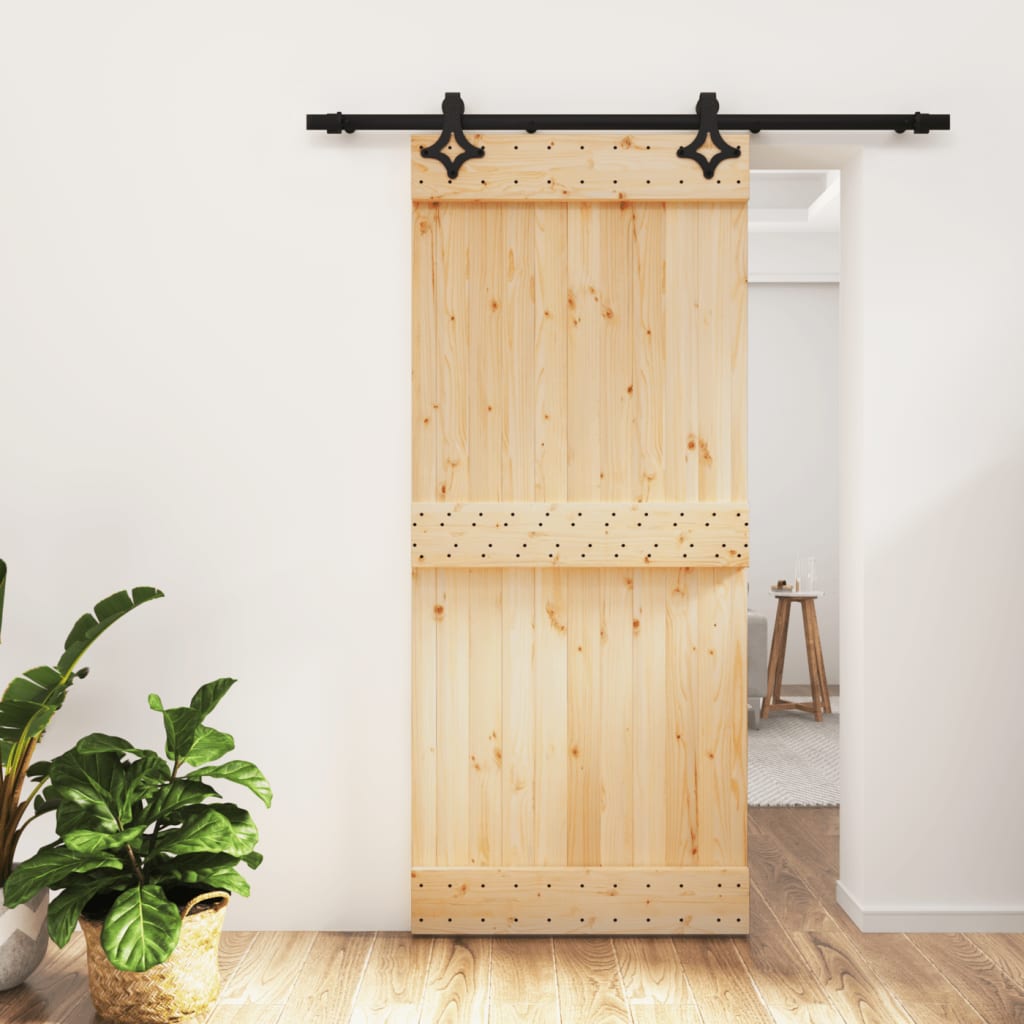 vidaXL Ușă glisantă cu set feronerie, 90x210 cm, lemn masiv de pin vidaXL Ușă glisantă cu set feronerie, 90x210 cm, lemn masiv de pin