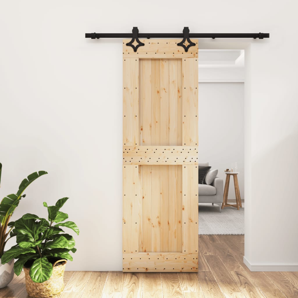 vidaXL Ușă glisantă cu set de feronerie 70x210 cm, lemn masiv de pin vidaXL Ușă glisantă cu set de feronerie 70x210 cm, lemn masiv de pin