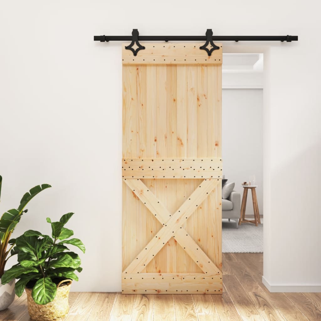 vidaXL Ușă glisantă cu set de feronerie 85x210 cm, lemn masiv de pin vidaXL Ușă glisantă cu set de feronerie 85x210 cm, lemn masiv de pin