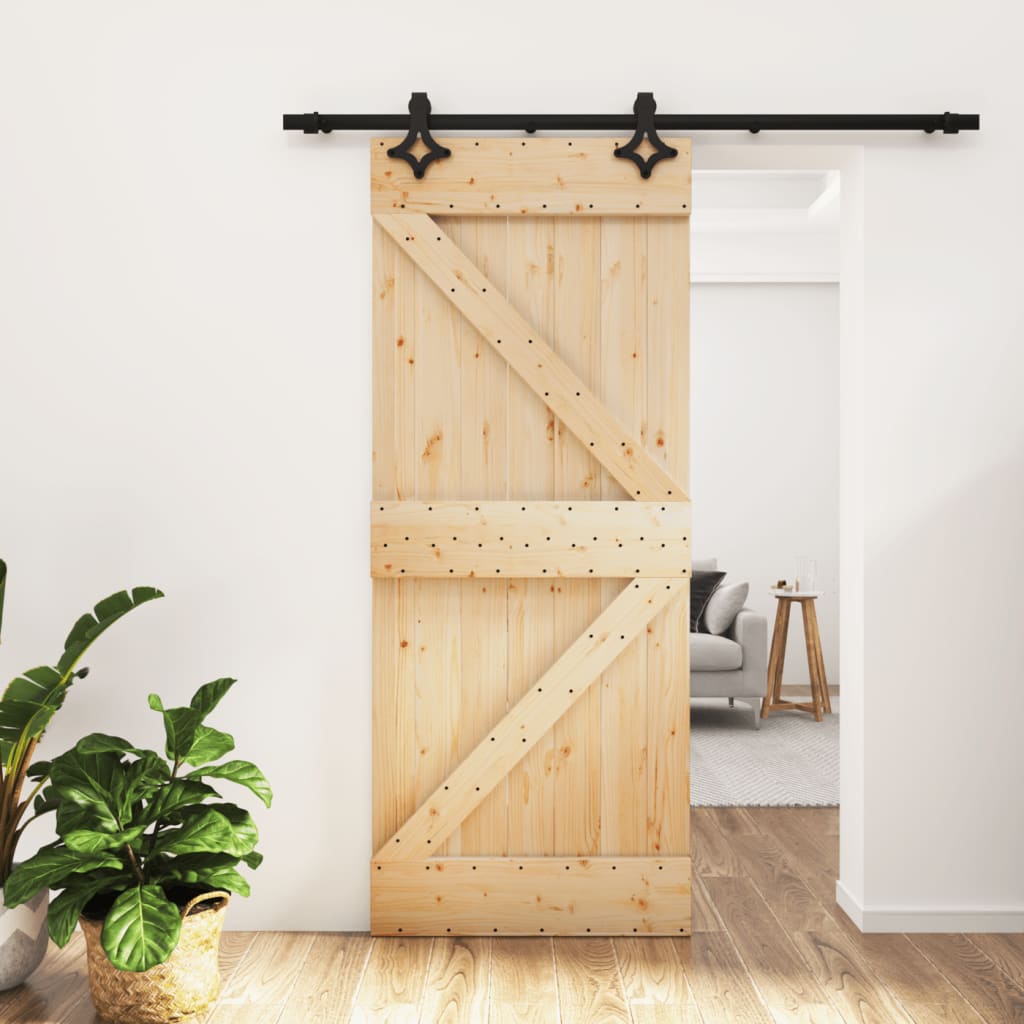 vidaXL Ușă glisantă cu set de feronerie 85x210 cm, lemn masiv de pin vidaXL Ușă glisantă cu set de feronerie 85x210 cm, lemn masiv de pin