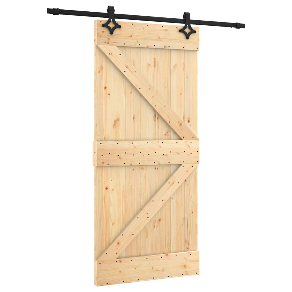 vidaXL Ușă glisantă cu set de feronerie 95x210 cm, lemn masiv de pin vidaXL Ușă glisantă cu set de feronerie 95x210 cm, lemn masiv de pin