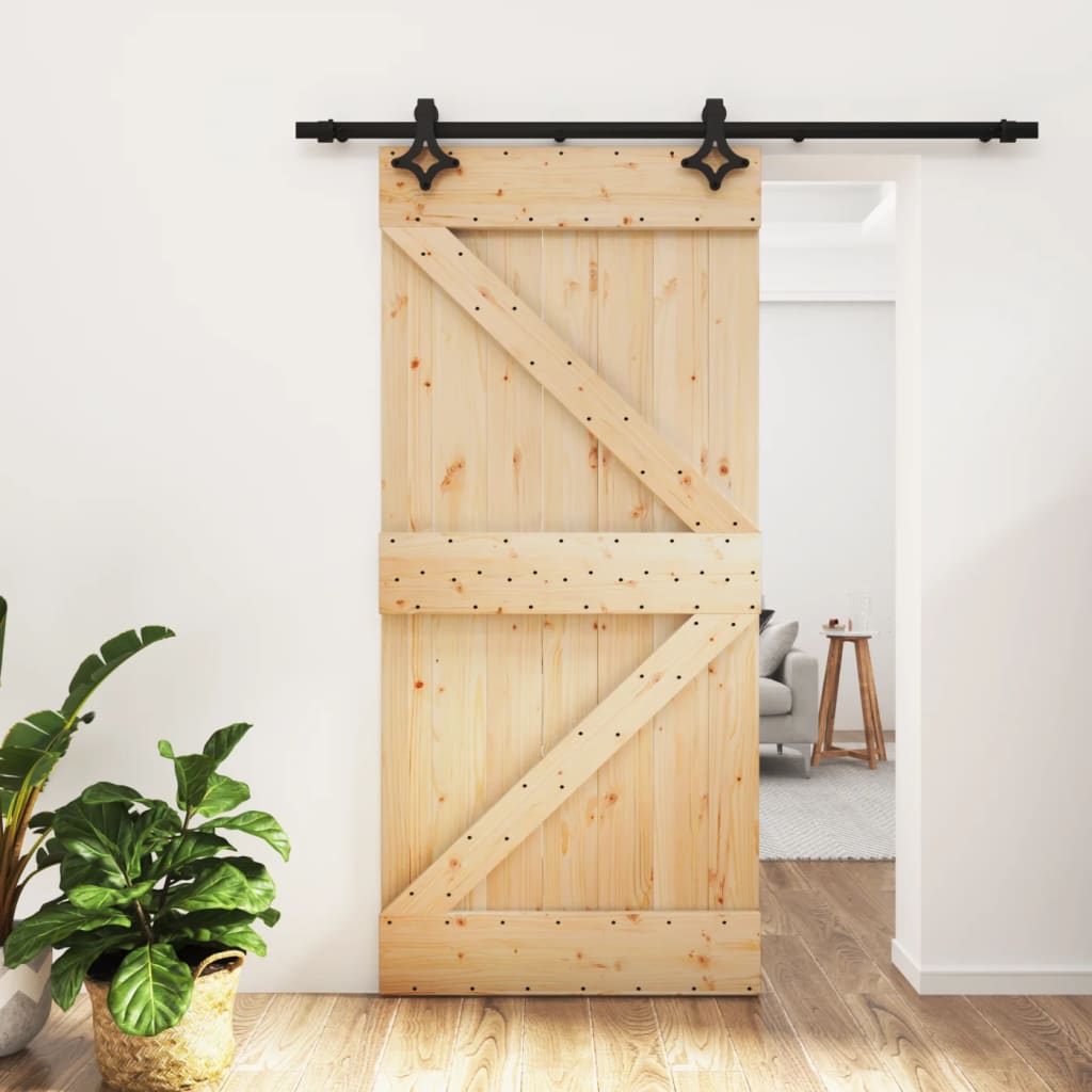 vidaXL Ușă glisantă cu set de feronerie 95x210 cm, lemn masiv de pin vidaXL Ușă glisantă cu set de feronerie 95x210 cm, lemn masiv de pin