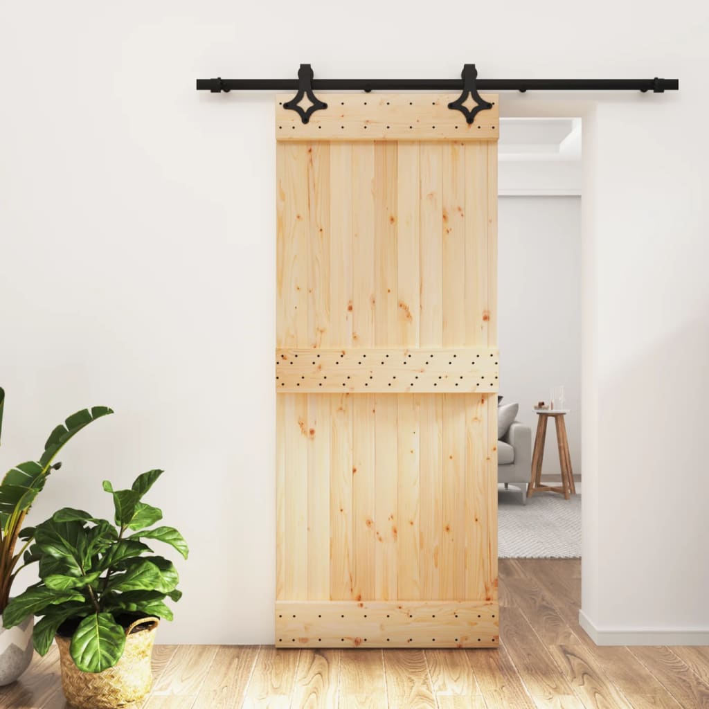 vidaXL Ușă glisantă cu set de feronerie 85x210 cm, lemn masiv de pin vidaXL Ușă glisantă cu set de feronerie 85x210 cm, lemn masiv de pin