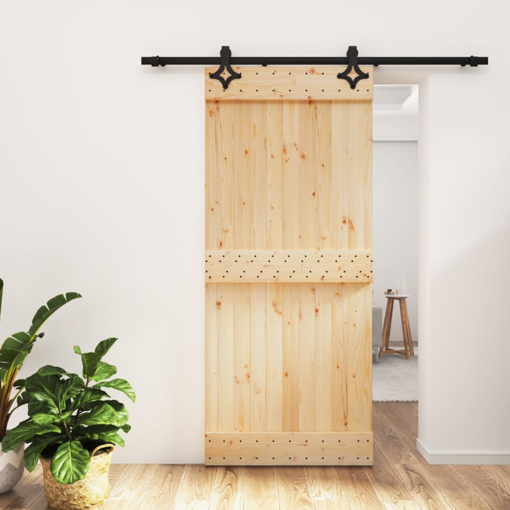 vidaXL Ușă glisantă cu set feronerie, 90x210 cm, lemn masiv de pin vidaXL Ușă glisantă cu set feronerie, 90x210 cm, lemn masiv de pin