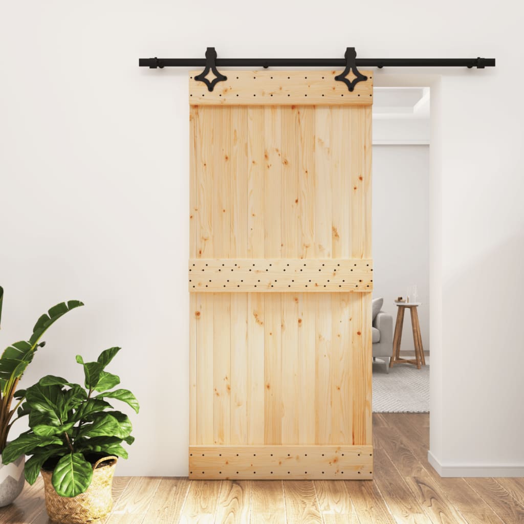 vidaXL Ușă glisantă cu set de feronerie 95x210 cm, lemn masiv de pin vidaXL Ușă glisantă cu set de feronerie 95x210 cm, lemn masiv de pin