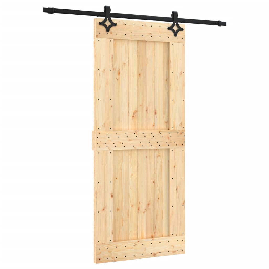 vidaXL Ușă glisantă cu set feronerie, 90x210 cm, lemn masiv de pin vidaXL Ușă glisantă cu set feronerie, 90x210 cm, lemn masiv de pin