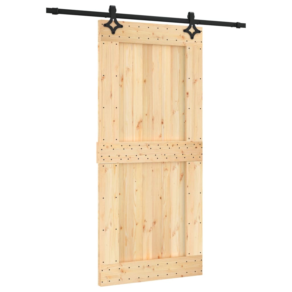 vidaXL Ușă glisantă cu set de feronerie 95x210 cm, lemn masiv de pin vidaXL Ușă glisantă cu set de feronerie 95x210 cm, lemn masiv de pin