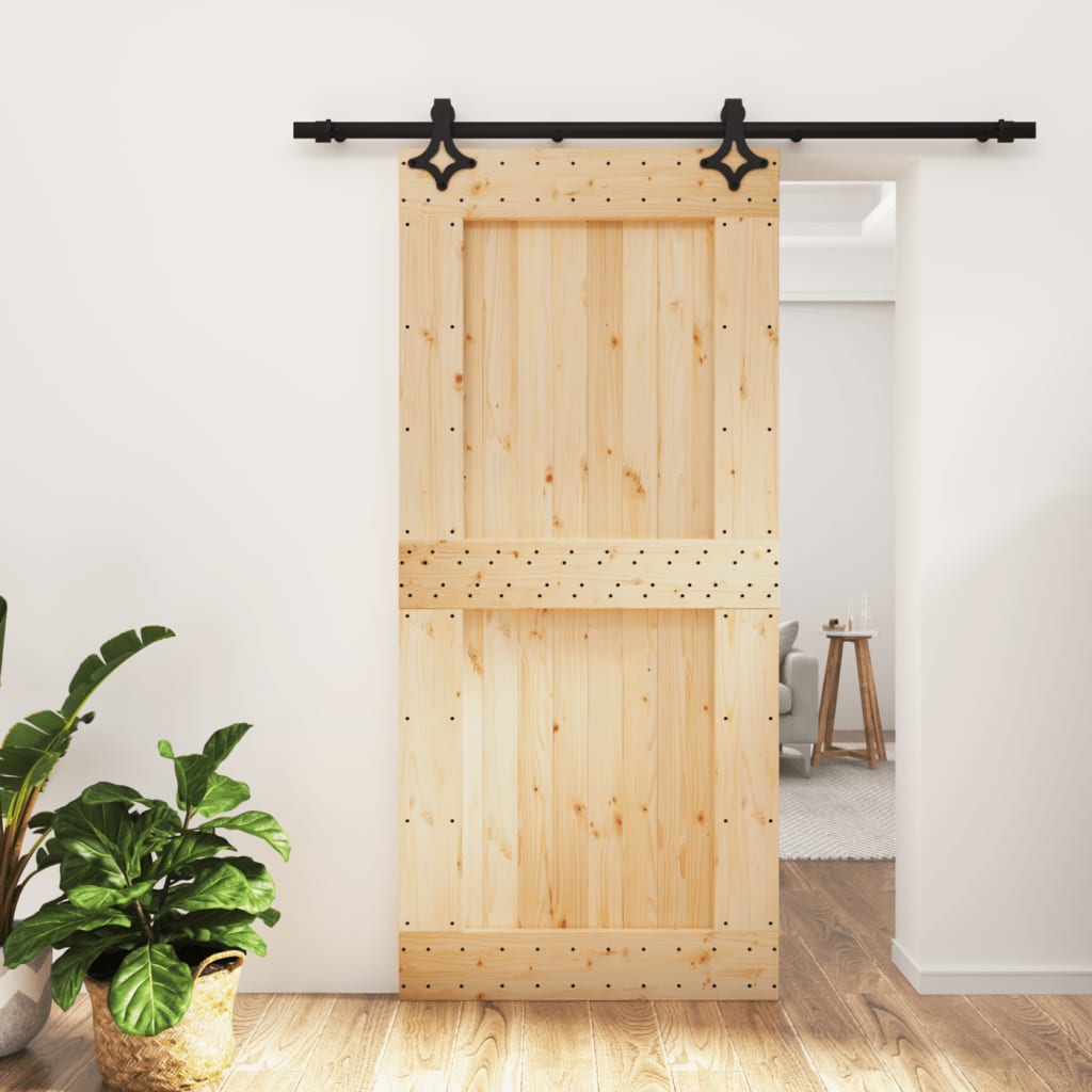vidaXL Ușă glisantă cu set de feronerie 95x210 cm, lemn masiv de pin vidaXL Ușă glisantă cu set de feronerie 95x210 cm, lemn masiv de pin