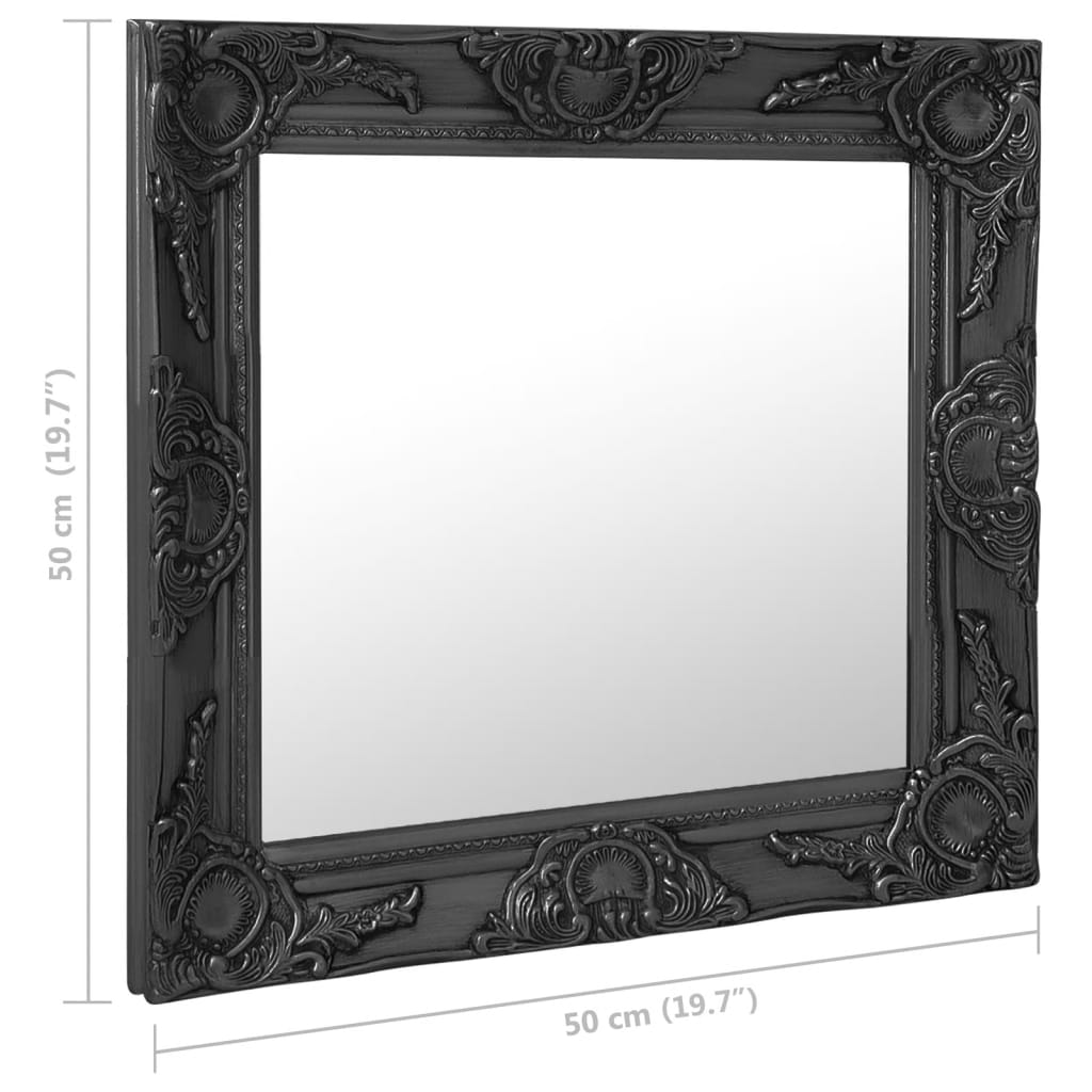 vidaXL Oglindă de perete în stil baroc, negru, 50 x 50 cm vidaXL Oglindă de perete în stil baroc, negru, 50 x 50 cm