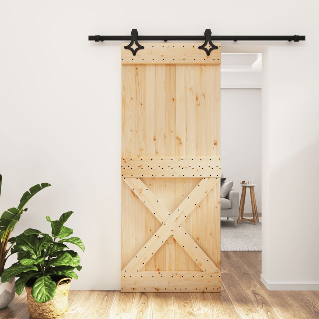 vidaXL Ușă glisantă cu set de feronerie 85x210 cm, lemn masiv de pin vidaXL Ușă glisantă cu set de feronerie 85x210 cm, lemn masiv de pin