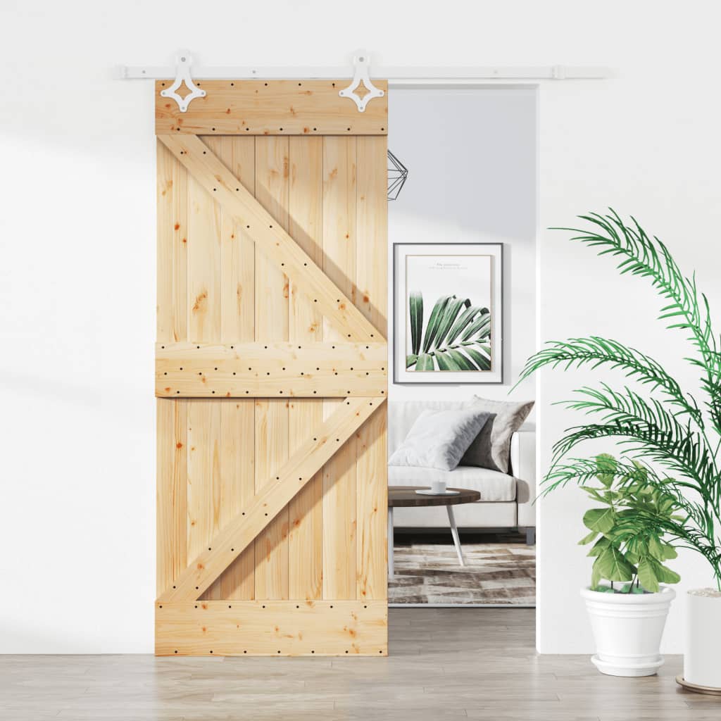 vidaXL Ușă glisantă cu set de feronerie 85x210 cm, lemn masiv de pin vidaXL Ușă glisantă cu set de feronerie 85x210 cm, lemn masiv de pin