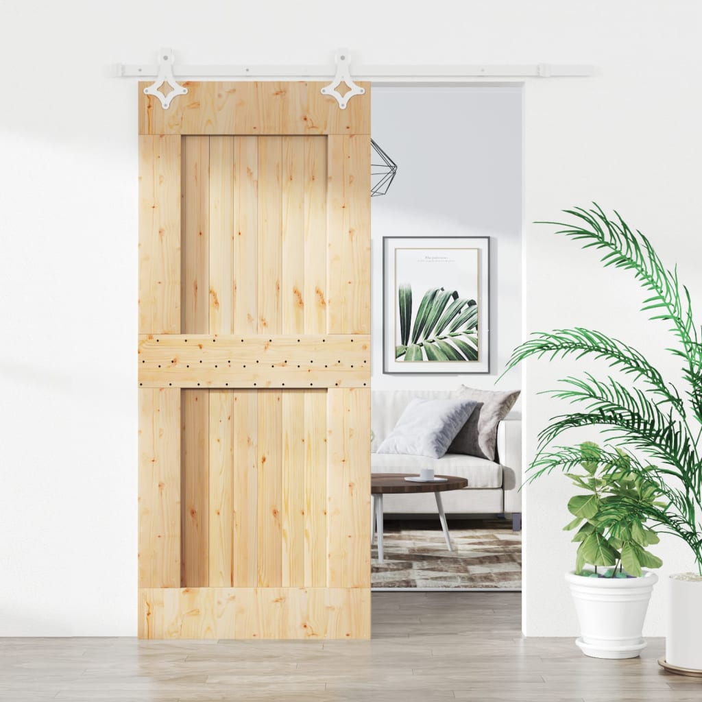vidaXL Ușă glisantă cu set de feronerie 85x210 cm, lemn masiv de pin vidaXL Ușă glisantă cu set de feronerie 85x210 cm, lemn masiv de pin