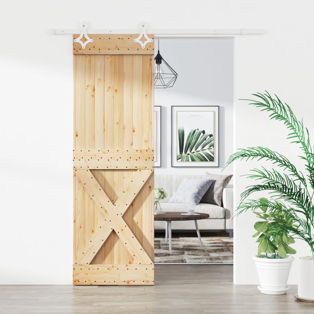 vidaXL Ușă glisantă cu set de feronerie 70x210 cm, lemn masiv de pin vidaXL Ușă glisantă cu set de feronerie 70x210 cm, lemn masiv de pin