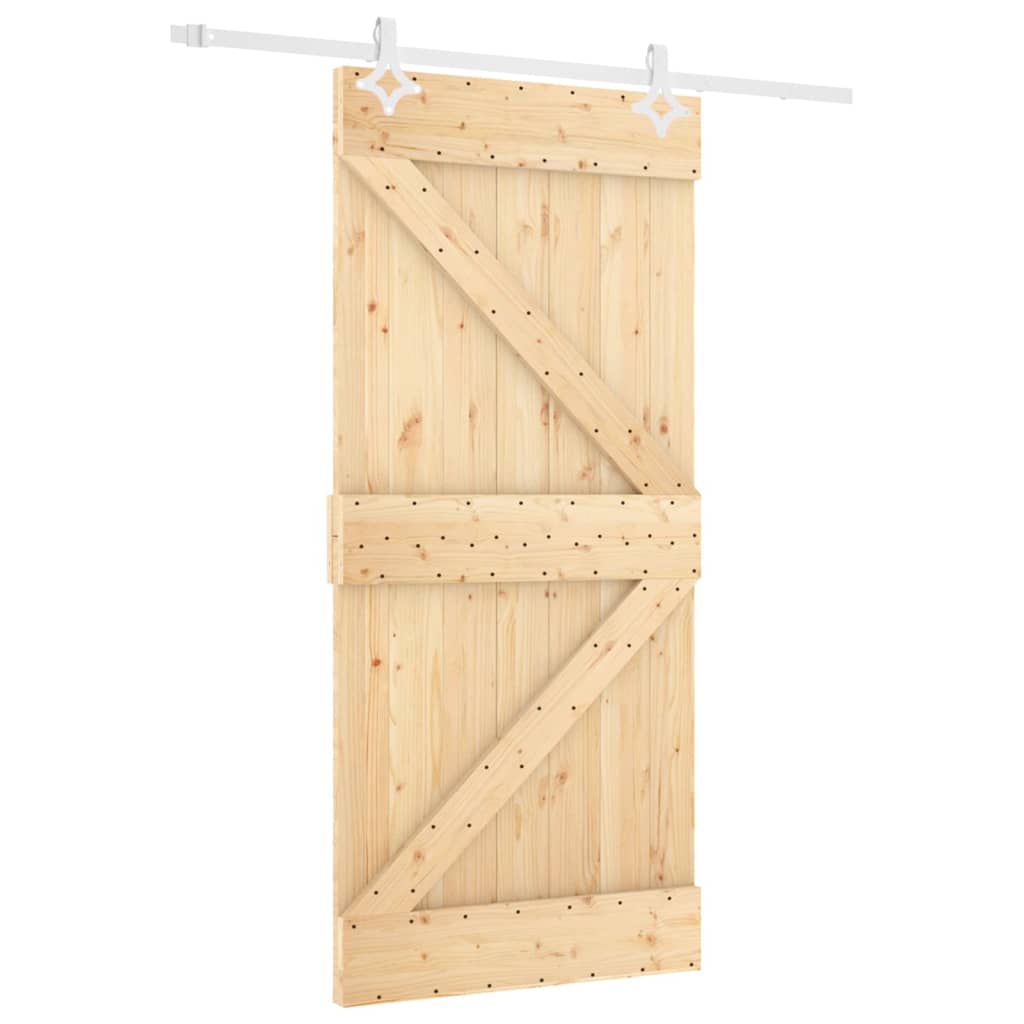 vidaXL Ușă glisantă cu set feronerie, 90x210 cm, lemn masiv de pin vidaXL Ușă glisantă cu set feronerie, 90x210 cm, lemn masiv de pin