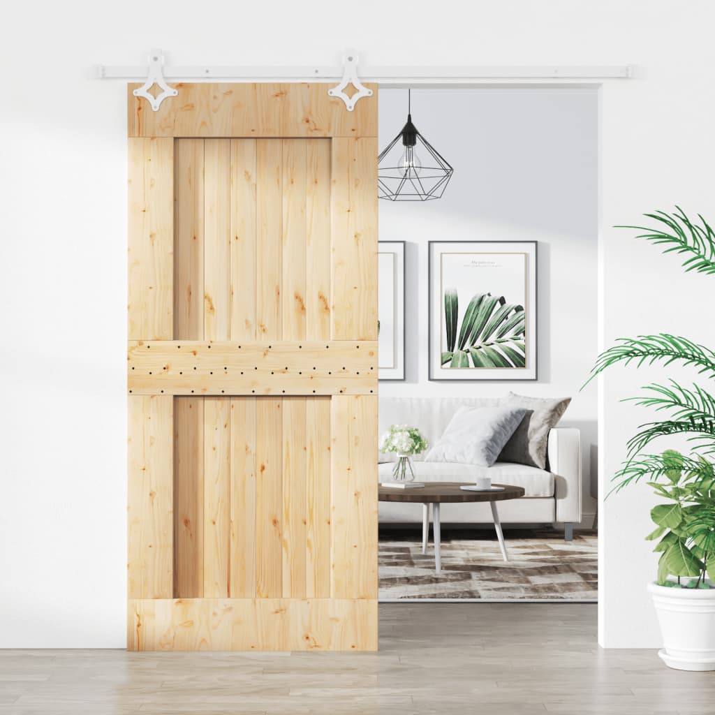 vidaXL Ușă glisantă cu set feronerie, 90x210 cm, lemn masiv de pin vidaXL Ușă glisantă cu set feronerie, 90x210 cm, lemn masiv de pin