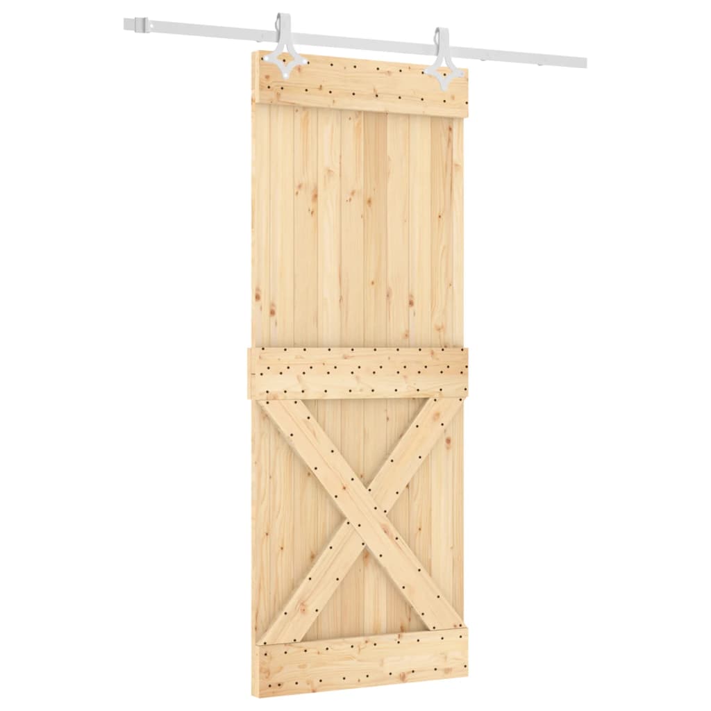 vidaXL Ușă glisantă cu set de feronerie 80x210 cm, lemn masiv de pin vidaXL Ușă glisantă cu set de feronerie 80x210 cm, lemn masiv de pin