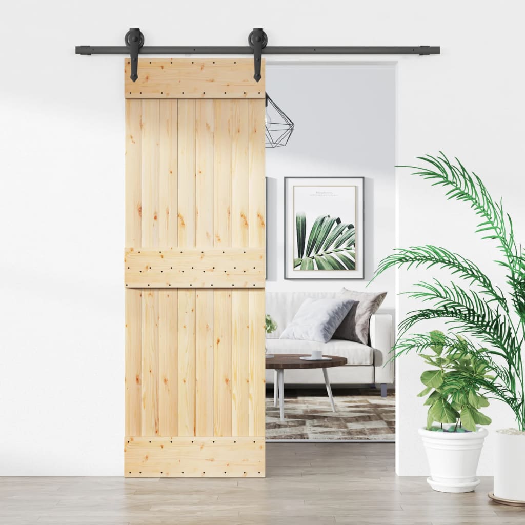 vidaXL Ușă glisantă cu set de feronerie 70x210 cm, lemn masiv de pin vidaXL Ușă glisantă cu set de feronerie 70x210 cm, lemn masiv de pin