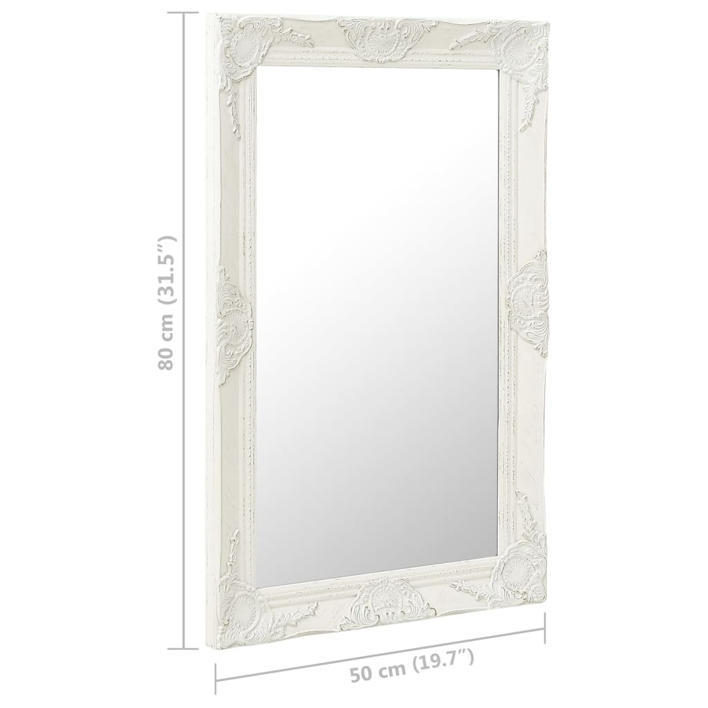 vidaXL Oglindă de perete în stil baroc, alb, 50 x 80 cm vidaXL Oglindă de perete în stil baroc, alb, 50 x 80 cm