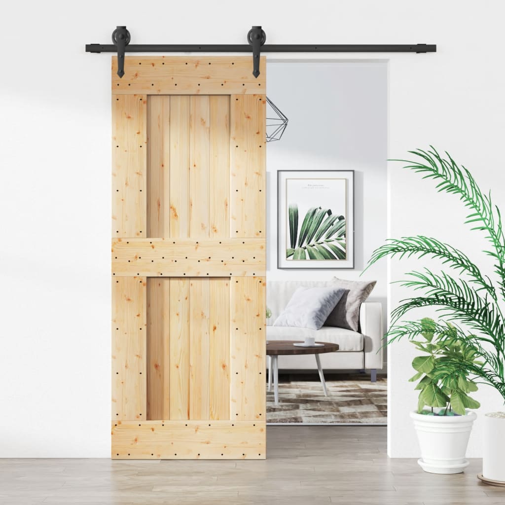 vidaXL Ușă glisantă cu set de feronerie 80x210 cm, lemn masiv de pin vidaXL Ușă glisantă cu set de feronerie 80x210 cm, lemn masiv de pin